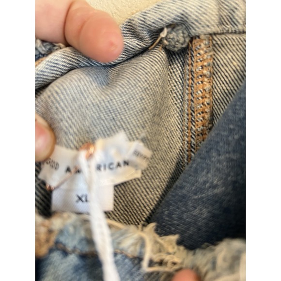 NWT Good American‎ distressed denim midi dress size XL w/ adjustable straps - Picture 4 of 9